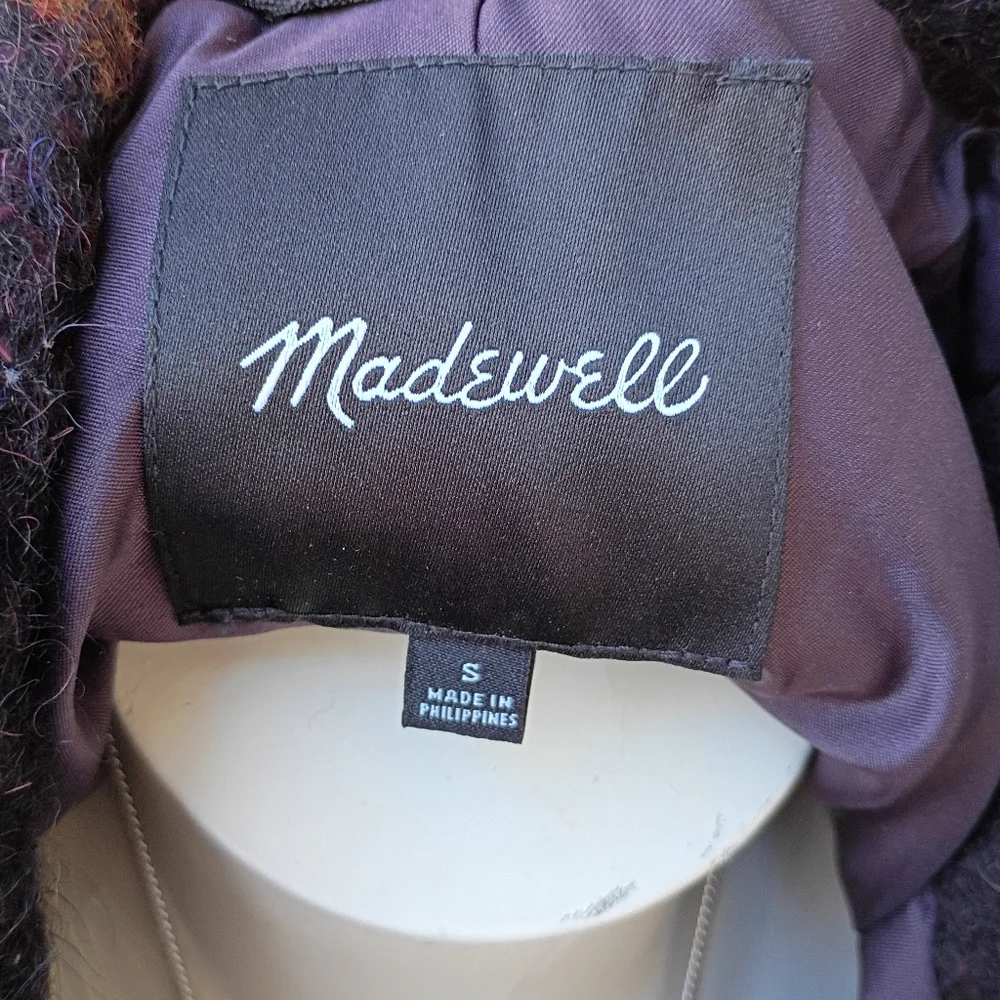 MADEWELL SZ S OVERSIZED SOICED RUM WINDOWPANE LONG COAT NWOT RTL $199 - Picture 9 of 11